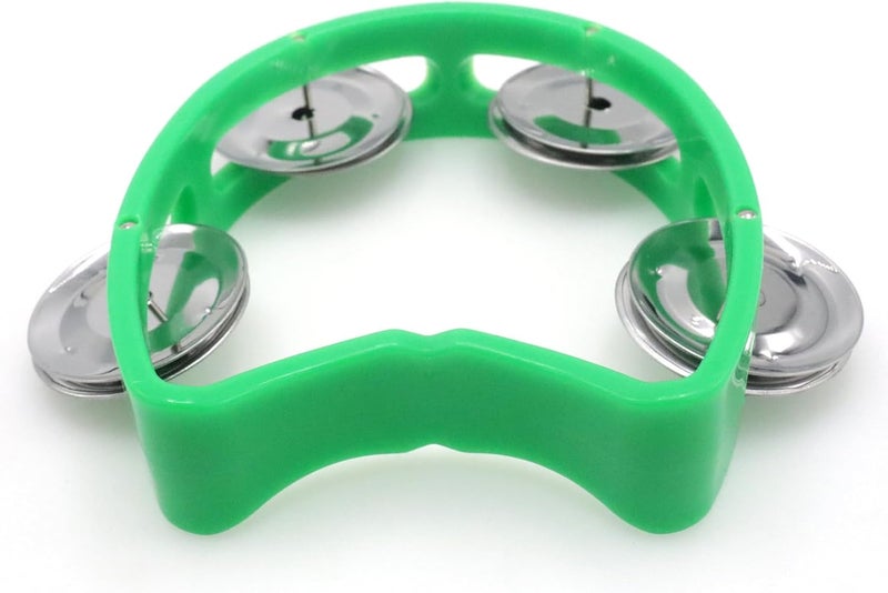 Cheerock 2-Pack Plastic Percussion Handheld Tambourines with 4 Jingle Bells, Green Mini Rhythm Instruments for Practice, Rehearsal and Performance - Image 5